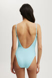 Thin Strap Low Scoop One Piece Cheeky, PARADISE BLUE CRINKLE - alternate image 3