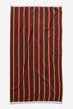 Cotton Beach Towel, POOLSIDE STRIPE BROWN RED - alternate image 1