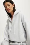 Plush Oversized Cocoon Zip Through, CLOUDY GREY MARLE - example image 2