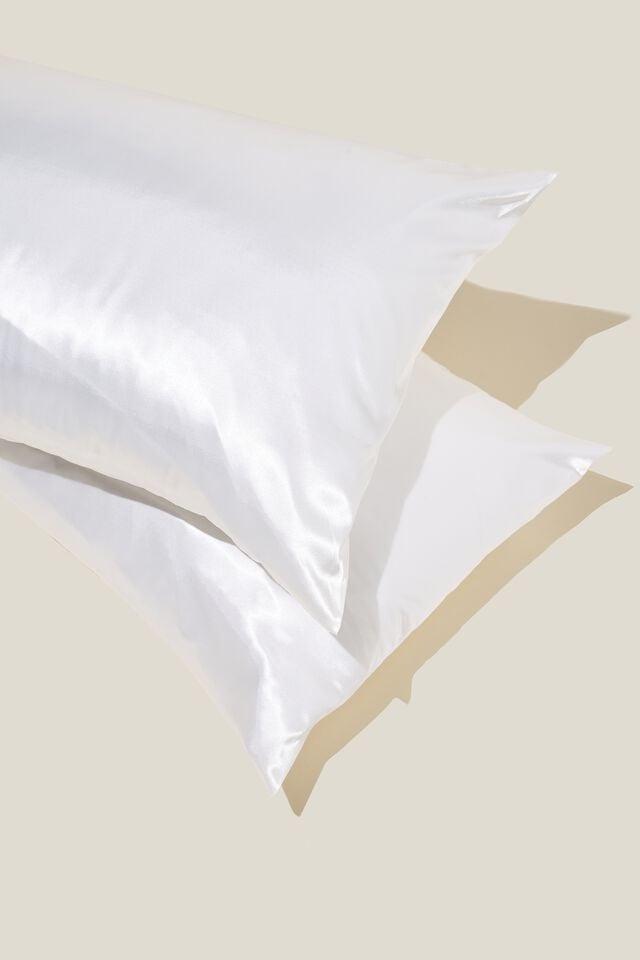 Luxe Satin Pillowslip Duo, GARDENIA