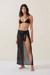 Open Mesh Beach Sarong Wrap Skirt, BLACK - alternate image 1