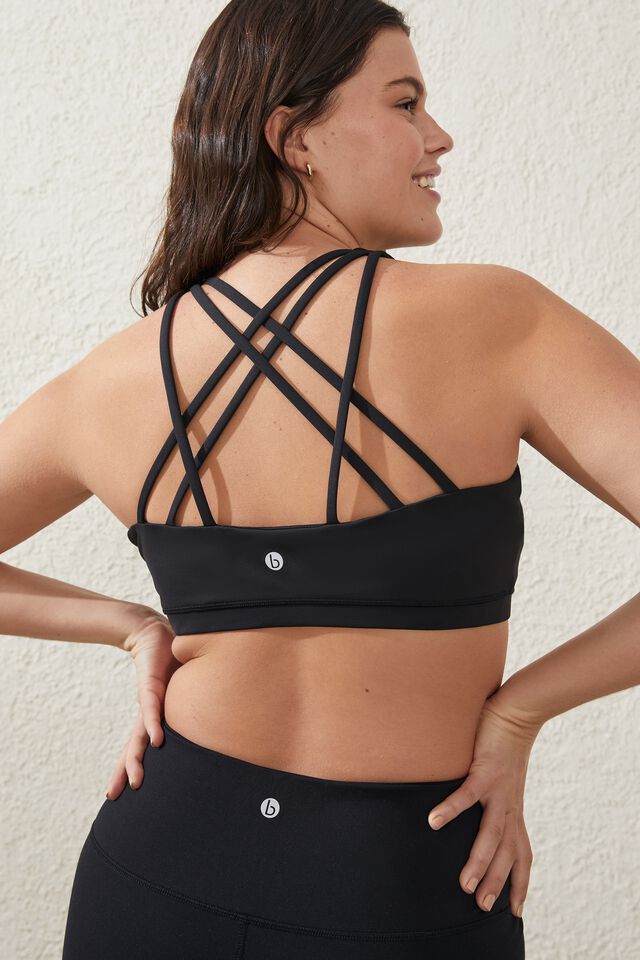 Cotton On activewear strappy sports bra in black