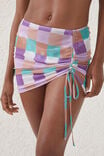 Mesh Gathered Beach Mini Skirt, MULTI CHECK - alternate image 2