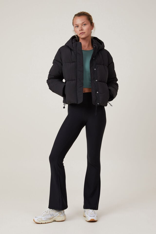 The Mother Puffer Jacket, BLACK
