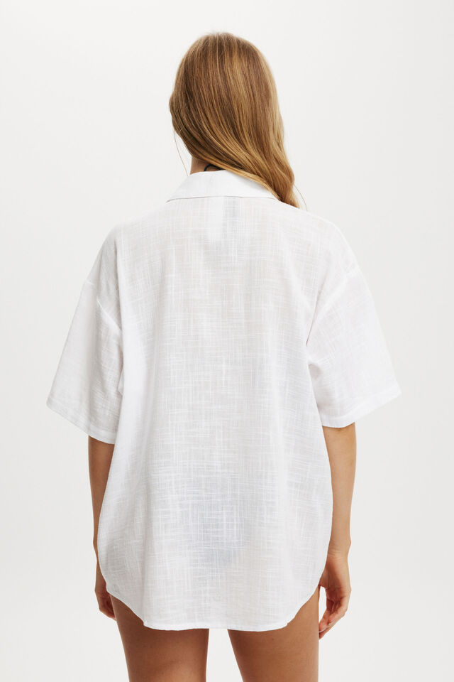 The Essential Short Sleeve Beach Shirt, WHITE