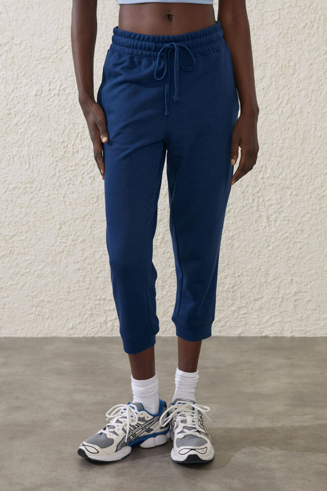 Lifestyle Cropped Gym Trackpant, NAVY PEONY