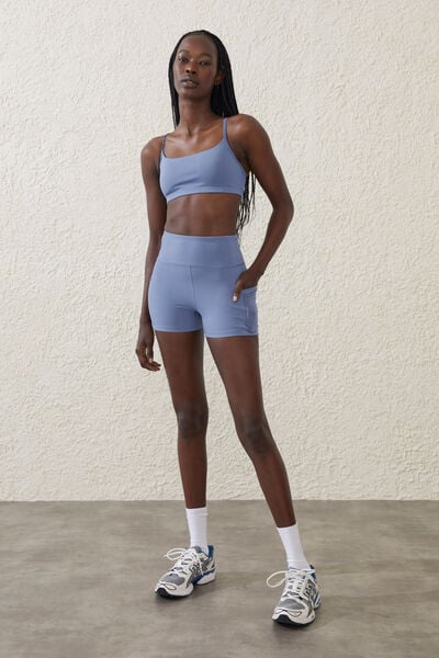 White Seamless Rib Basic Branding Gym Shorts
