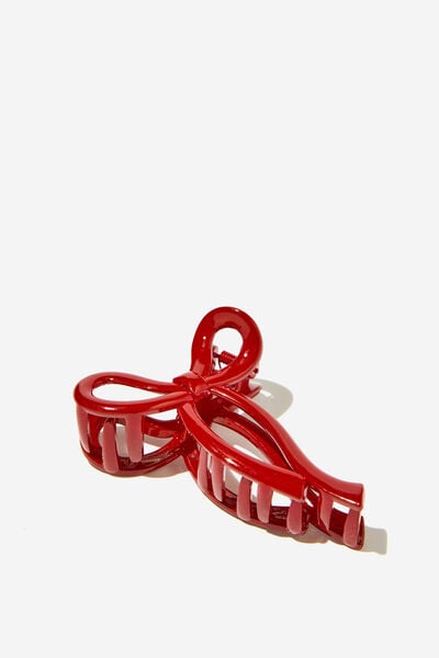 Bow Hair Claw, LOBSTER RED