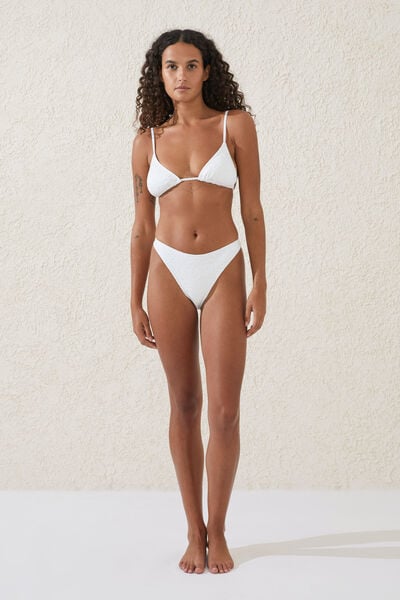 Refined High Side Brazilian Bikini Bottom, CREAM/LACE
