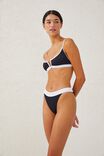 Calcinha De Biquíni - Banded Highwaisted Brazilian Bikini Bottom, BLACK/ WHITE RIB - vista alternativa 1