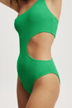 One Shoulder Cut Out One Piece Cheeky, PALM LEAF CRINKLE - alternate image 2