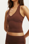 Ultra Soft Plunge Front Racer Tank, CHESTNUT - example image 2