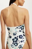 Halter Knot One Piece Cheeky, HIBISCUS NAVY SHIMMER - example image 2