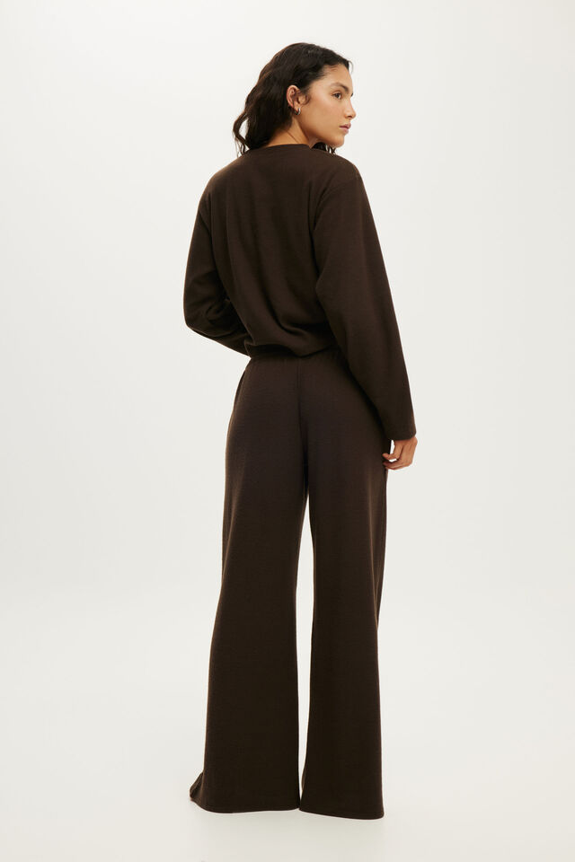 Super Soft Waffle Wide Leg Pant, TOFFEE BEAN