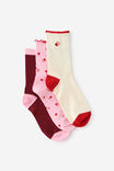Gift Sleep Sock 3Pk, RED DITSY/HEART - example image 2