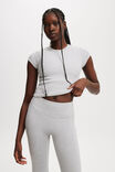 Active Curved Hem Baby Tee, LIGHT GREY MARLE - example image 1