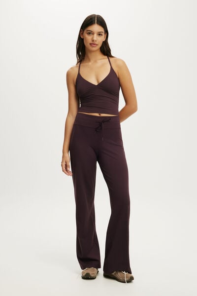 Ultra Soft Tie Front Wide Leg Pant, ITALIAN PLUM