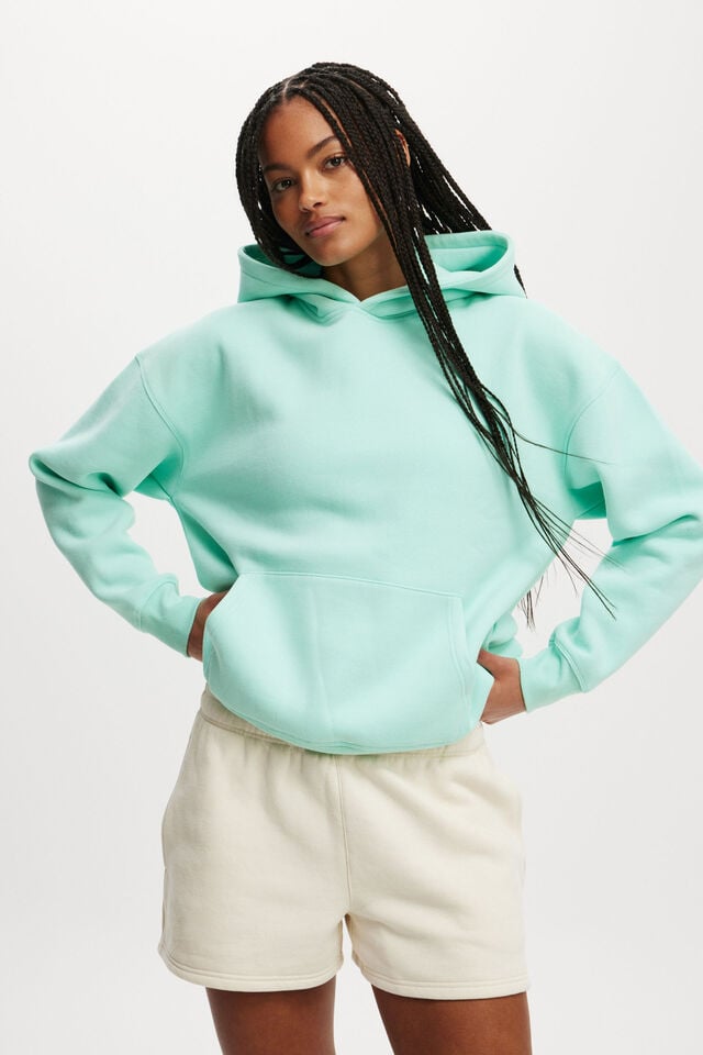 Plush Premium Graphic Hoodie, ICE GREEN/WELLNESS CLUB COCONUT MILK