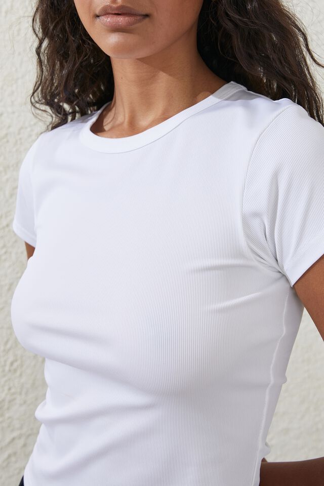 Camiseta - Active Rib Gym Tshirt, WHITE