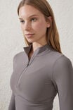 Camiseta - Active Fleece Lined Half Zip Long Sleeve, DESERT GREY - vista alternativa 2