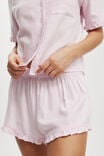 Flannel Short Sleeve Shirt And Short Sleep Set, PINK PINSTRIPE - alternate image 2