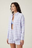 Flannel Boyfriend Long Sleeve Shirt, PURPLE CHECK - alternate image 1