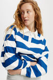 Oversized Collared Lounge Sweater, BLUE/ WHITE STRIPE - alternate image 2