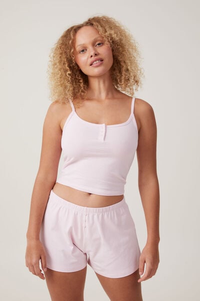 Peached Jersey Henley Cami, SOFT ROSE