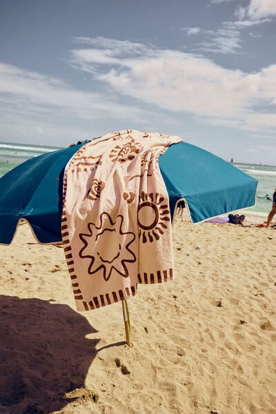 Cotton Beach Towel, SUMMER SOLEIL BROWN