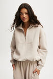 Plush Essential Half Zip Jumper, SESAME MARLE - example image 4