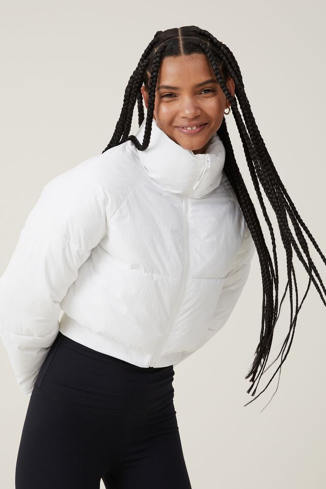 The Recycled Cropped Mother Puffer 2.0, WHITE