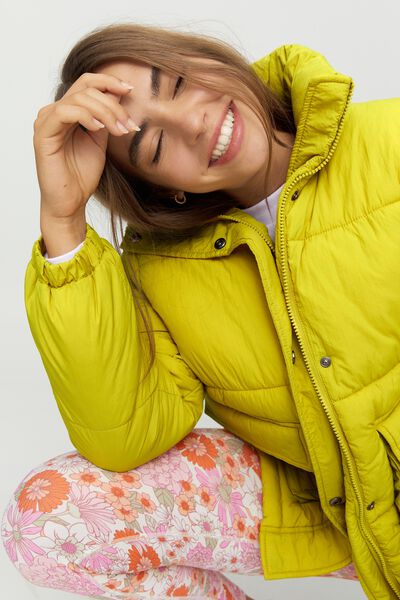 The Recycled Mother Two Way Puffer Jacket, GOLDEN