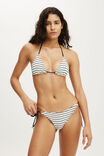 Sunspun Micro Knit Tie Side Thong Bikini Bottom, COCONUT MILK STRIPES - example image 4