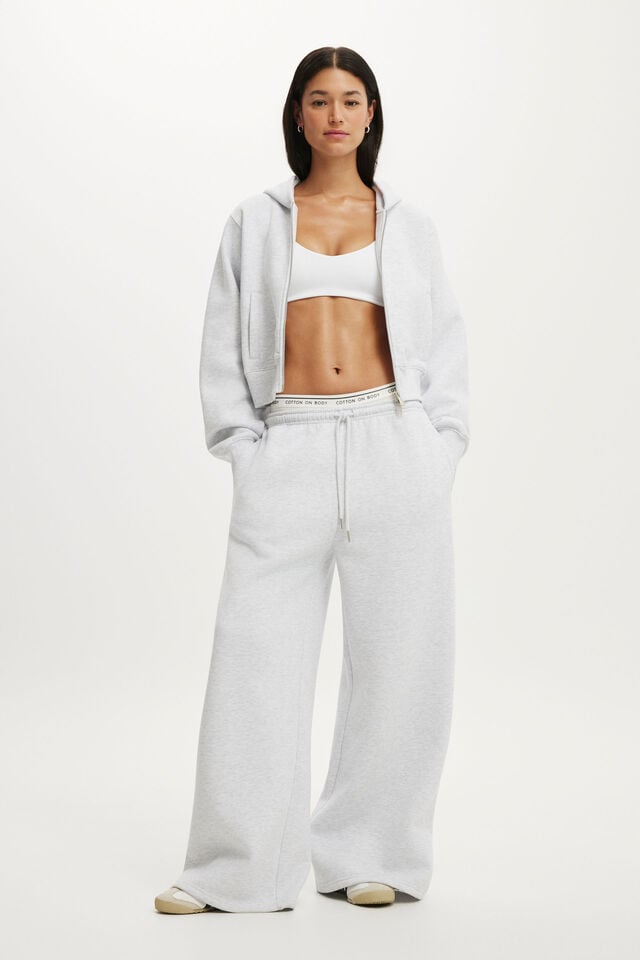 Plush Relaxed Zip Through Hoodie, CLOUDY GREY MARLE