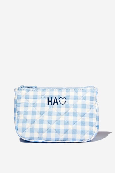 Body Make Up Bag Personalised, BLUE GINGHAM