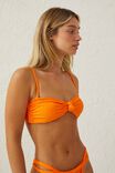 Top De Biquíni - Knot Front Bandeau Bikini Top, BLAZING ORANGE TEXTURED JACQUARD - vista alternativa 5