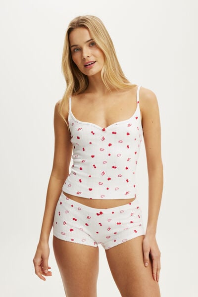 Dreamy Soft Pointelle Cami, MERRY ICONS WHITE