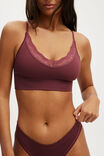 Seamless Longline Lace Trim Bralette, BURNT APPLE TEXTURE - example image 2