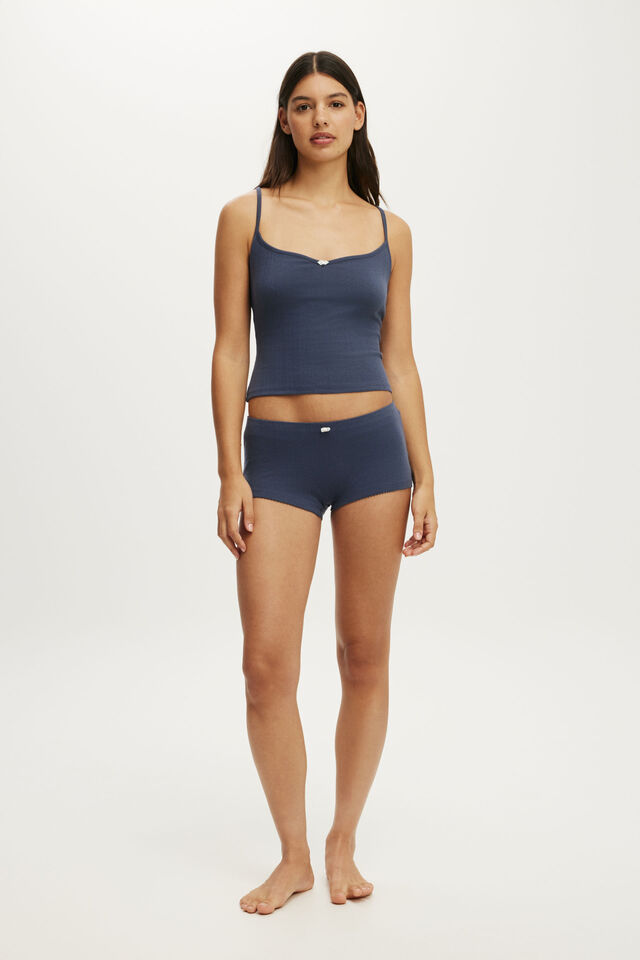 Dreamy Soft Pointelle Micro Short, STEELY BLUE