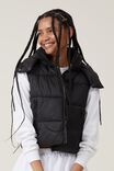 The Recycled Mother Hooded Puffer Vest 2.0, BLACK - alternate image 2