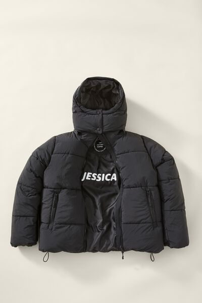 Personalised The Recycled Mother Puffer Jacket 3.0, BLACK/HEAT TRANSFER
