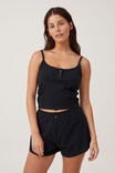 Peached Jersey Henley Cami, BLACK - alternate image 1
