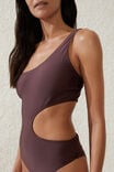 One Shoulder Cut Out One Piece Cheeky, WILLOW BROWN SHIMMER - alternate image 2