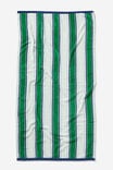 Cotton Beach Towel, COASTAL STRIPE GREEN BLUE - alternate image 1