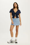 Ultra Smooth Tie Front Skirt, CAMPUS BLUE SPRING STRIPE - example image 1