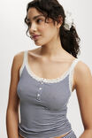 Sleepy Rib Henley Tank, NAVY/WHITE STRIPE - example image 2