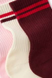 Move Crew Sock 3Pk, COCONUT MILK/GINGERBERRY/CHERRY DREAM - example image 2
