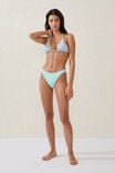 Refined High Side Thong Bikini Bottom, BLEACHED AQUA CRINKLE - alternate image 1