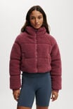 The Mother Puffer Cropped Sherpa Jacket, DRY ROSE - alternate image 1