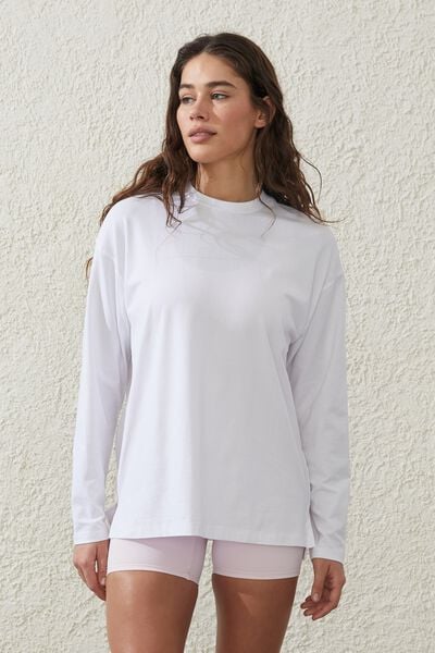 Active Essentials Long Sleeve Top, WHITE